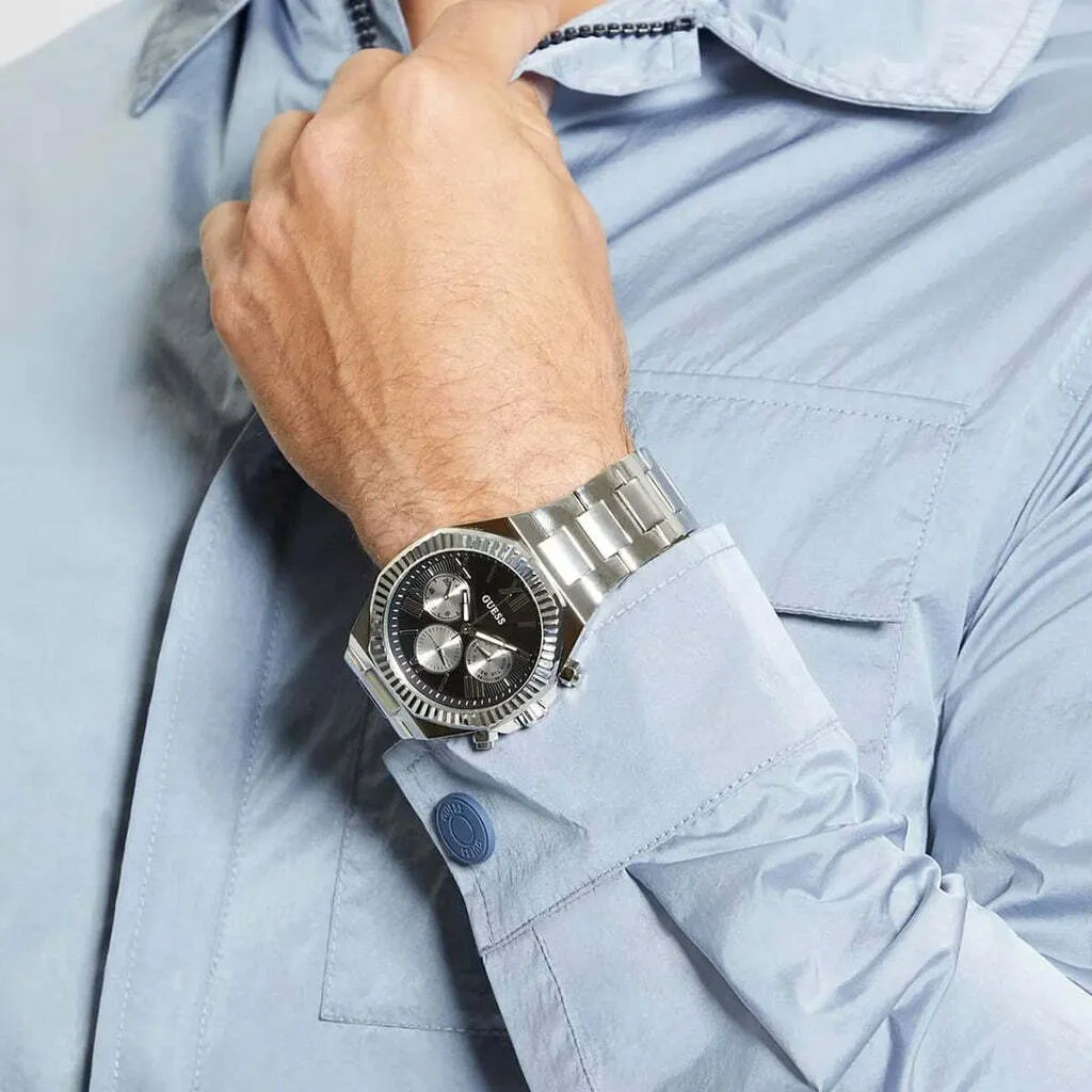 Montre Guess GW0703G1 Equity Homme - Boîtier Acier Argenté, Cadran Noir Multifonctions vue 5