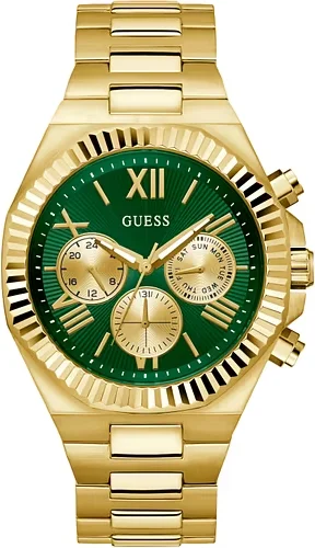 Montre Homme Guess GW0703G2 Equity - Boîtier Acier Doré, Cadran Vert Multifonctions