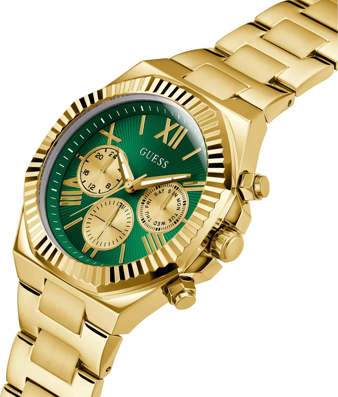 Montre Homme Guess GW0703G2 Equity - Boîtier Acier Doré, Cadran Vert Multifonctions vue 2