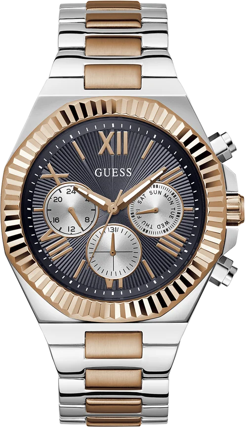 Montre Guess Homme GW0703G4 Equity Acier Bicolore Argent/Or Rose, Cadran Anthracite