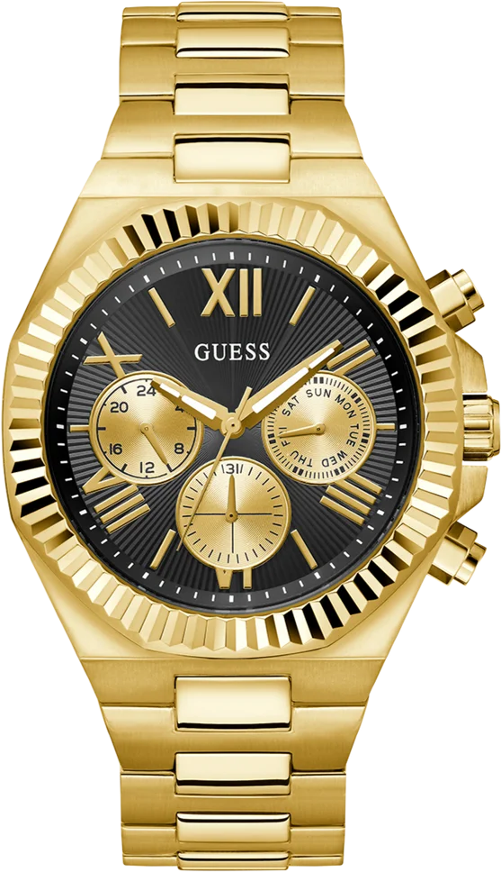 Montre Guess GW0703G5 pour Homme - Boîtier Acier Doré, Cadran Noir Multifonctions