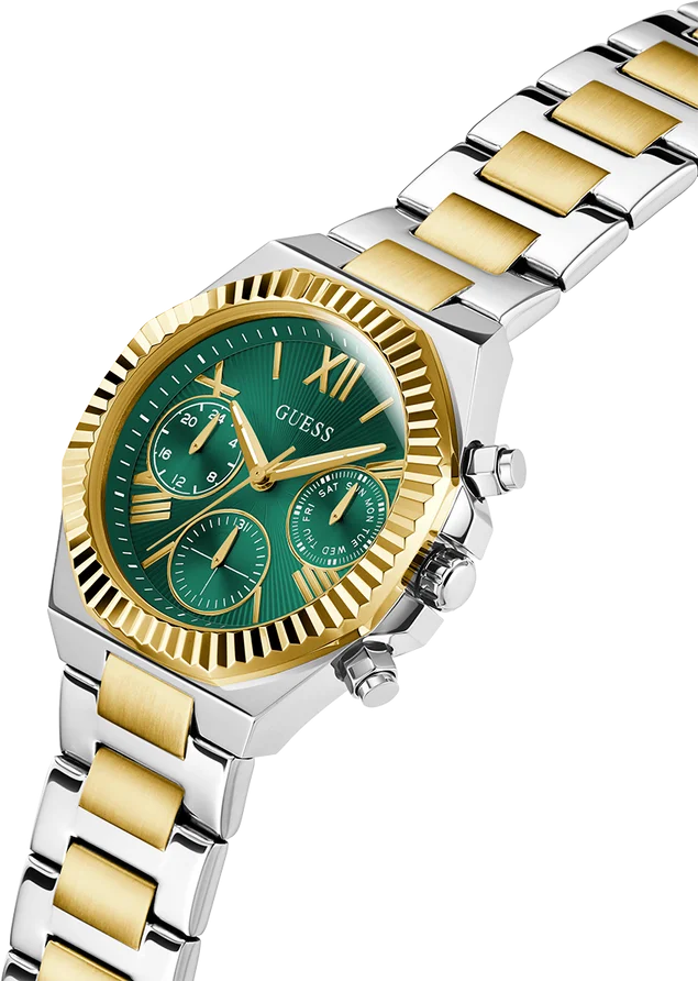 Montre Femme Guess GW0769L4 - Cadran Vert Multifonctions, Bracelet Acier Bicolore vue 2