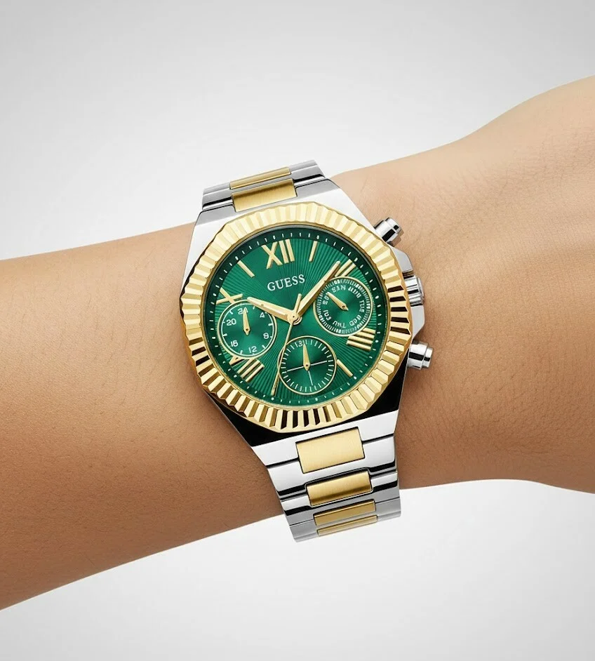 Montre Femme Guess GW0769L4 - Cadran Vert Multifonctions, Bracelet Acier Bicolore vue 5