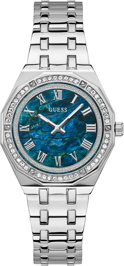 Montre Guess Desire GW0770L1 pour Femme, Cadran Bleu Nacré, Bracelet Acier Argenté