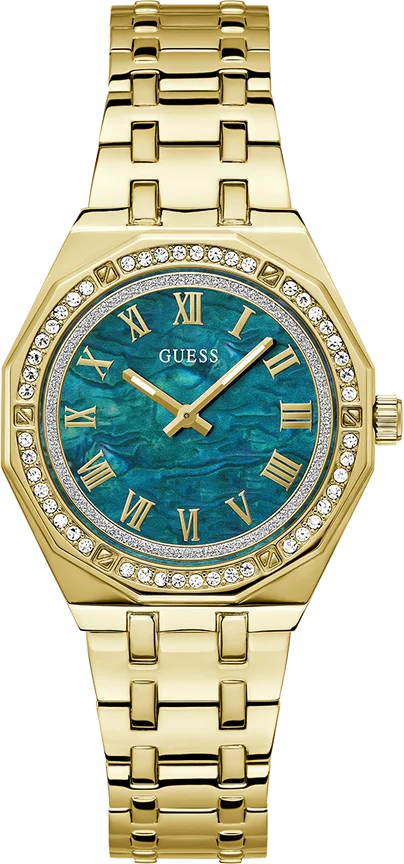 Montre Guess Desire GW0770L2 pour Femme, Cadran Vert Nacré, Bracelet Acier Doré