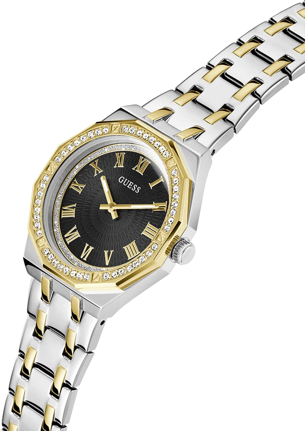 Montre Femme Guess GW0770L4 en Acier Bicolore Argent/Or, Cadran Noir Guilloché vue 2