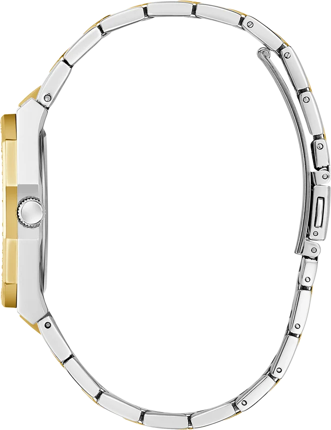 Montre Femme Guess GW0770L4 en Acier Bicolore Argent/Or, Cadran Noir Guilloché vue 3