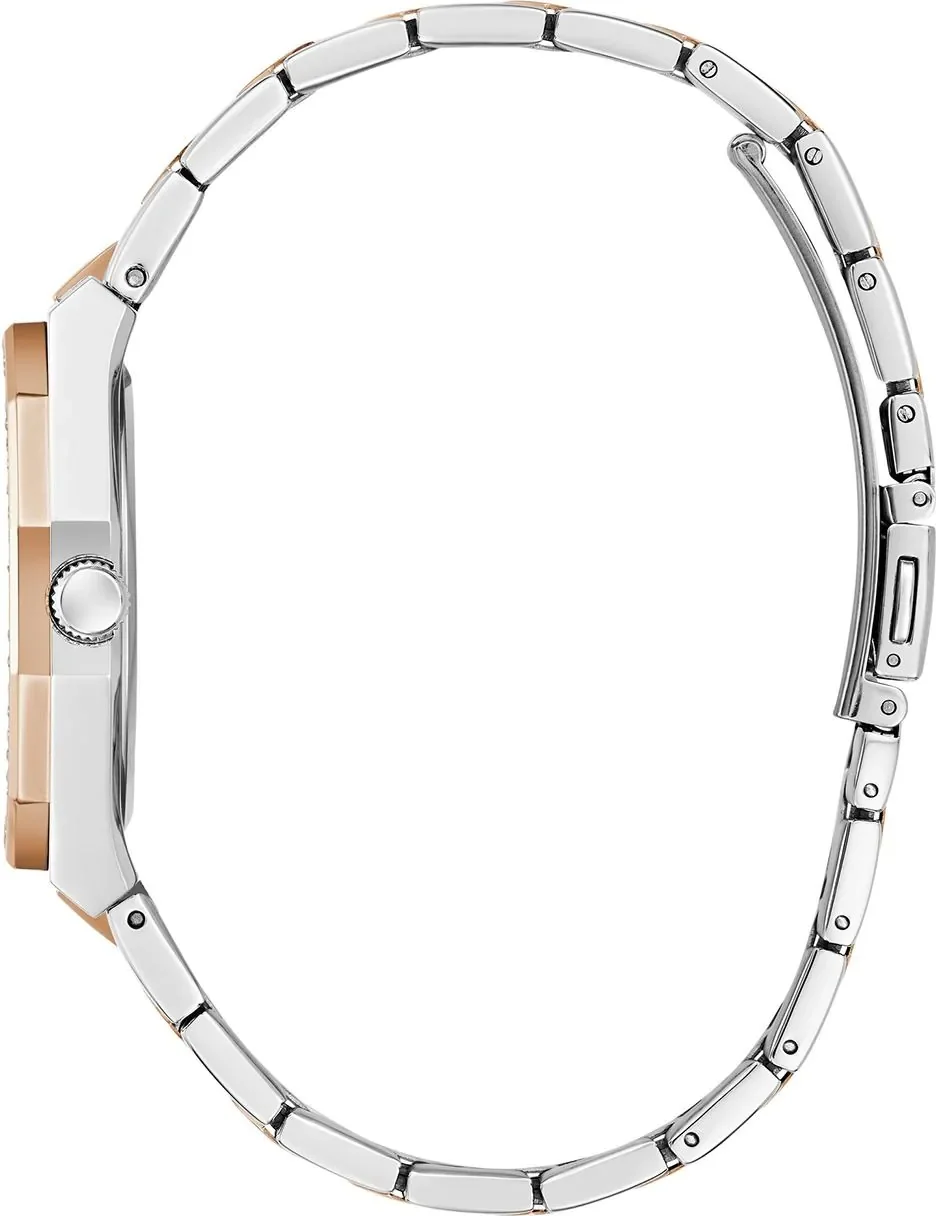 Montre Femme Guess GW0770L5 en Acier Bicolore Argent et Or Rose, Cadran Blanc Guilloché vue 4