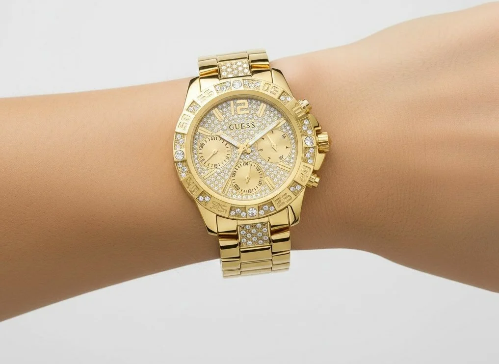 Montre Femme Guess Majesty GW0771L2 en Acier Doré avec Cristaux vue 5