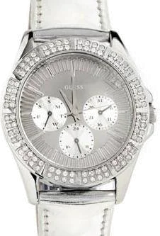 Montre Femme Guess U11517L1 Cadran Argent Bracelet Cuir Blanc