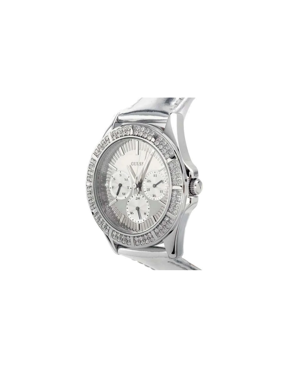 Montre Femme Guess U11517L1 Cadran Argent Bracelet Cuir Blanc vue 2