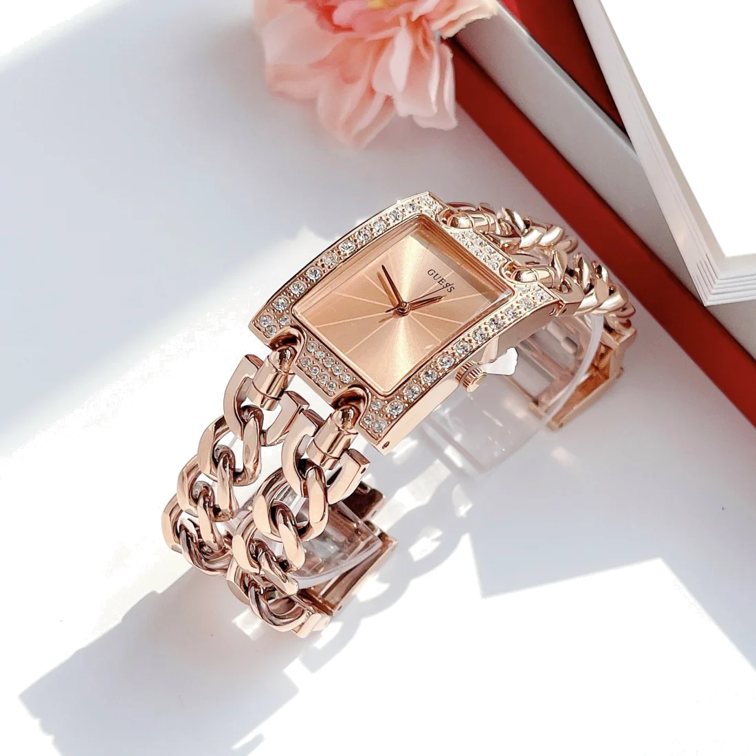 Montre Femme Guess W0072L3 - Cadran et Bracelet Double Chaîne en Acier Or Rose vue 2