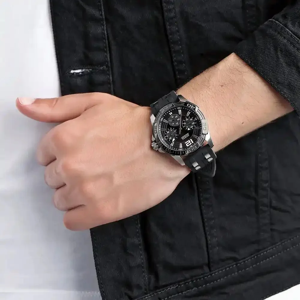 Montre Homme Guess Oasis W0366G1, Cadran Noir, Bracelet Silicone et Silicone vue 4