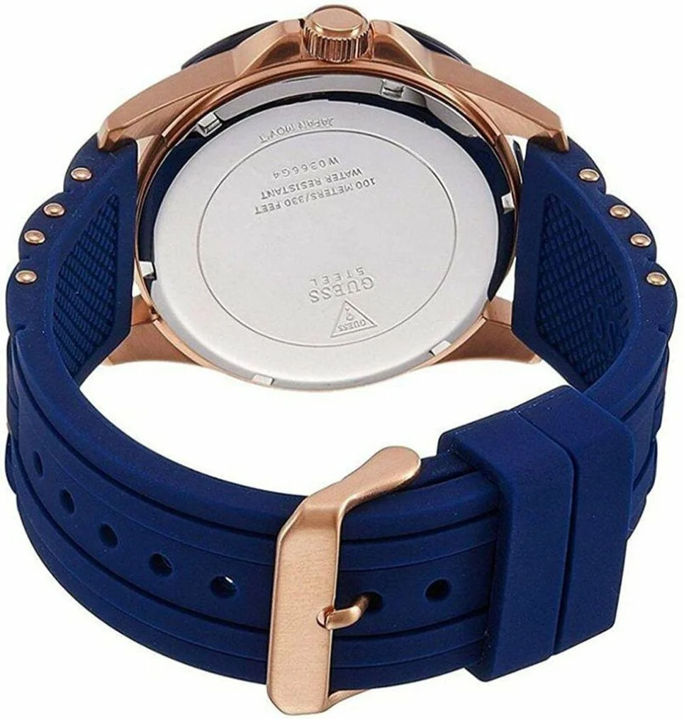Montre Homme Guess Sporty W0366G4 - Cadran et Boîtier Silicone Bleu, Bracelet Silicone vue 3