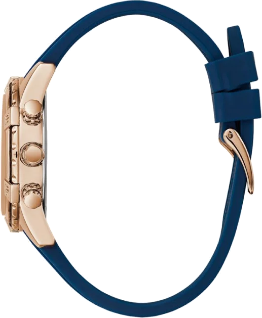 Montre Femme Guess Catalina W0562L3 - Cadran Bleu, Boîtier Or Rose, Bracelet Silicone Bleu vue 2