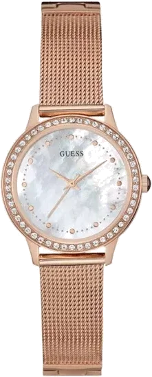 Montre Guess Femme W0647L2 Cadran Blanc Bracelet Acier Or Rose