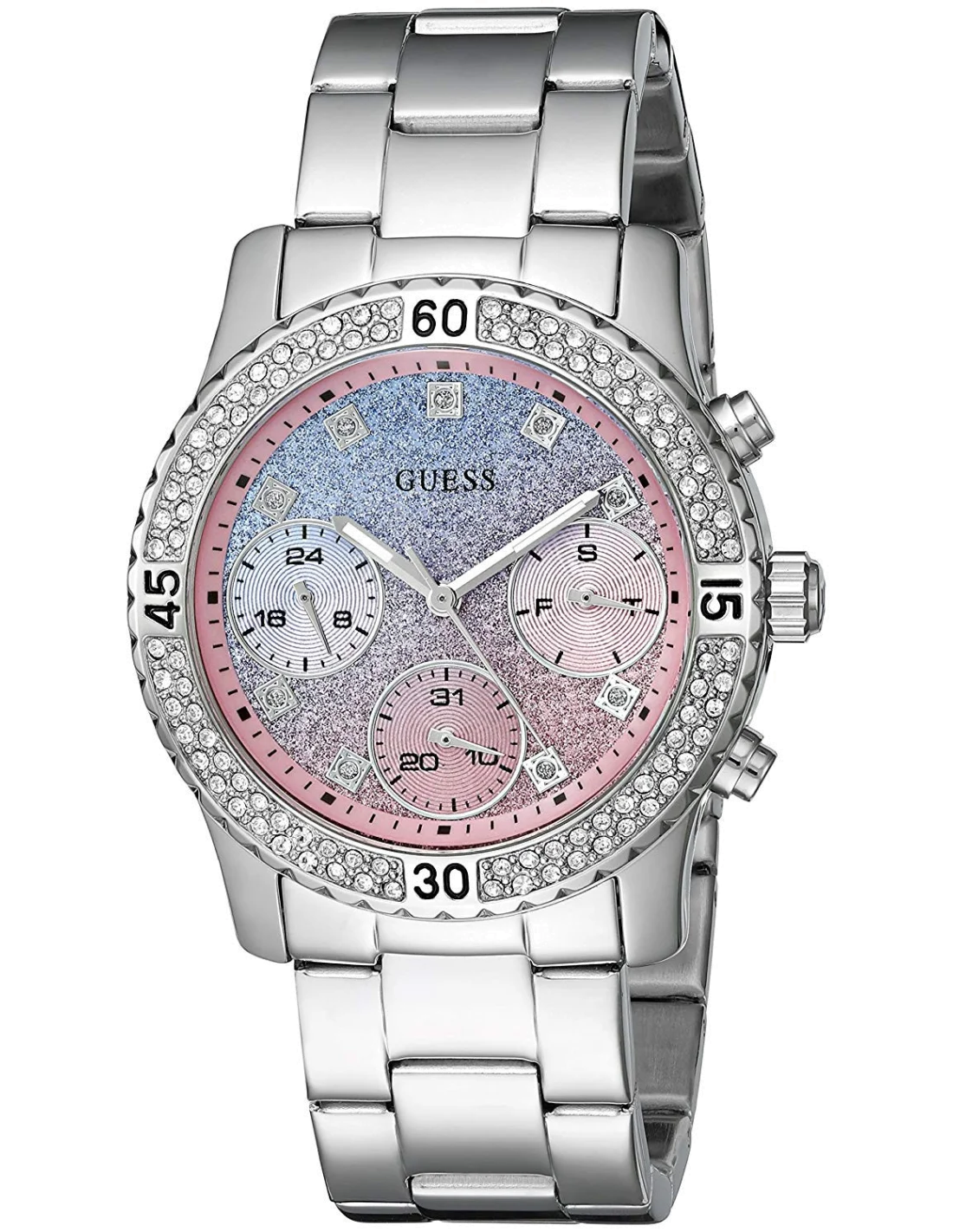 Montre Femme Guess W0774L1 en Acier Argent, Cadran Bicolore Bleu et Rose vue 4