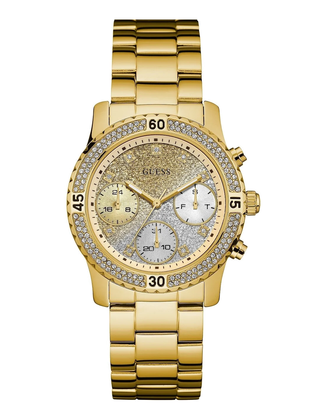 Montre Femme Guess W0774L5 en acier doré jaune avec cadran à cristaux