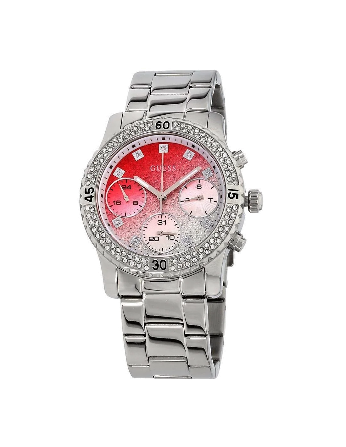 Montre Femme Guess Confetti W0774L7 en Acier Argenté avec Lunette Strass vue 2