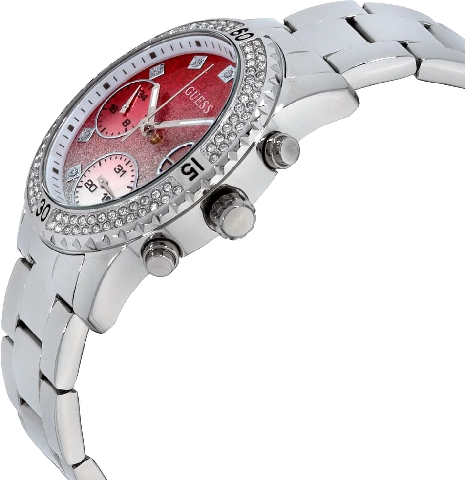 Montre Femme Guess Confetti W0774L7 en Acier Argenté avec Lunette Strass vue 3