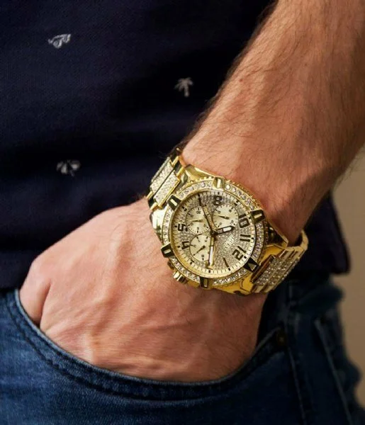 Montre Homme Guess W0799G2 en Acier Doré avec Cristaux Swarovski vue 4