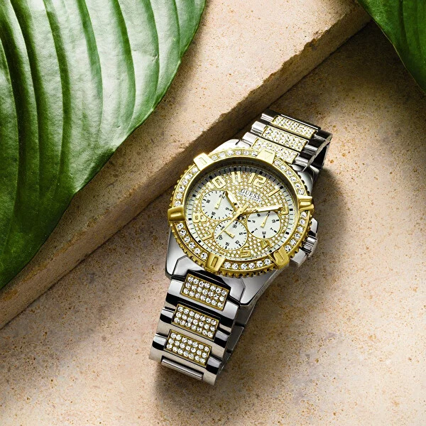 Montre Homme Guess Frontier W0799G4 - Boîtier et bracelet acier argenté et doré vue 4