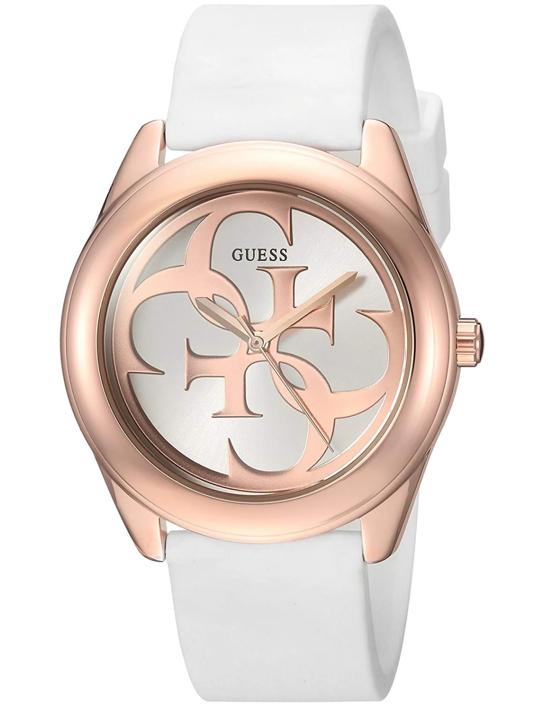 Montre Femme Guess W0911L5 G Twist - Cadran Doré à Cristaux & Bracelet Silicone Blanc