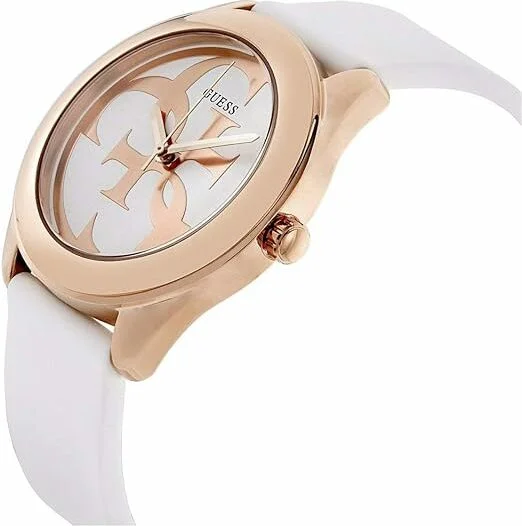 Montre Femme Guess W0911L5 G Twist - Cadran Doré à Cristaux & Bracelet Silicone Blanc vue 2
