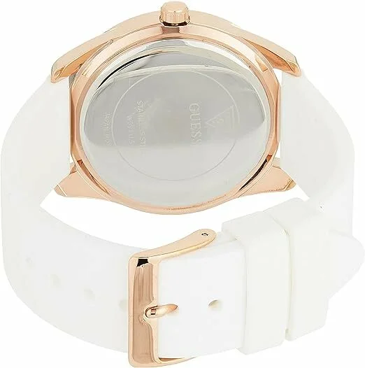 Montre Femme Guess W0911L5 G Twist - Cadran Doré à Cristaux & Bracelet Silicone Blanc vue 3