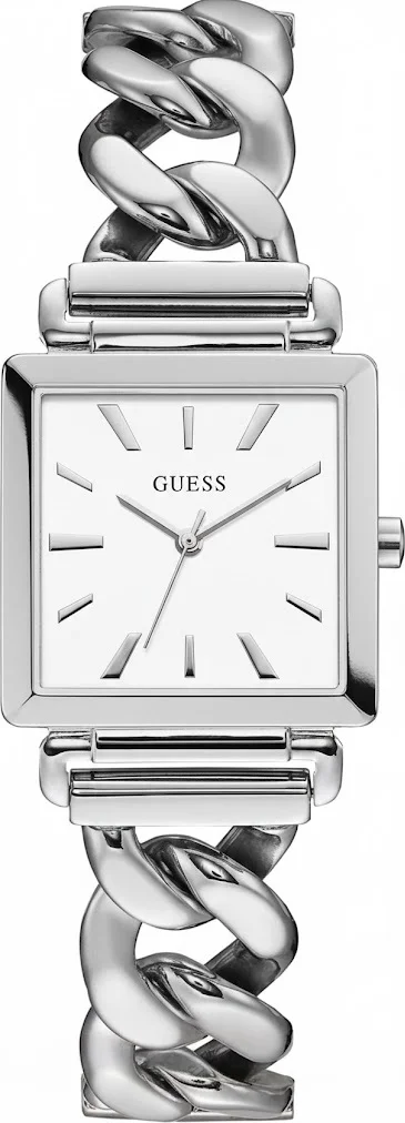 Montre Femme Guess Vanity W1029L1 - Boîtier carré acier argenté, cadran blanc