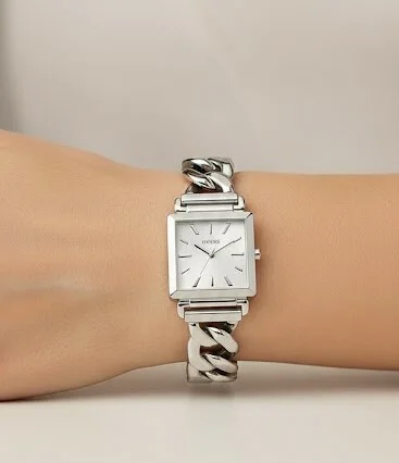 Montre Femme Guess Vanity W1029L1 - Boîtier carré acier argenté, cadran blanc vue 4