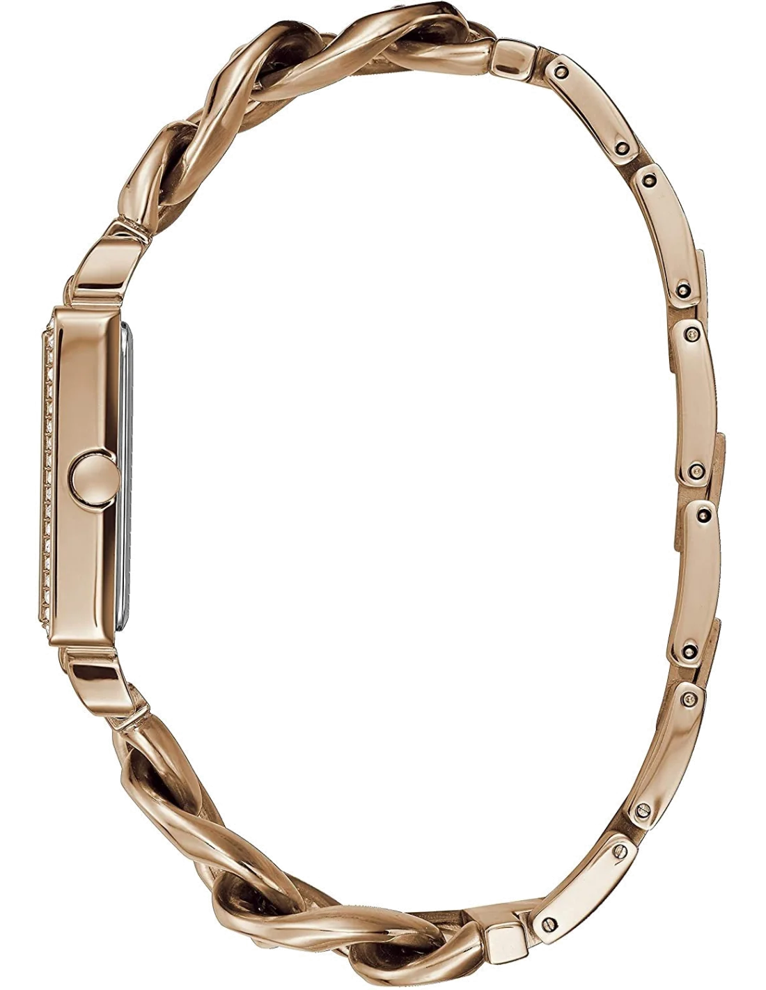 Montre Guess Vanity Diamonds W1030L4 - Cadran Carré Argent Cristaux - Bracelet Or Rose Acier vue 2