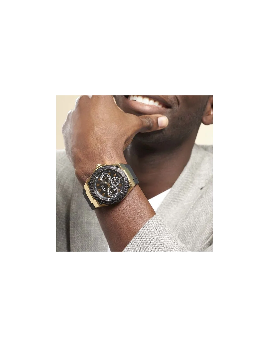 Montre Homme Guess Legacy Chronographe Silicone Noir W1049G5 vue 4