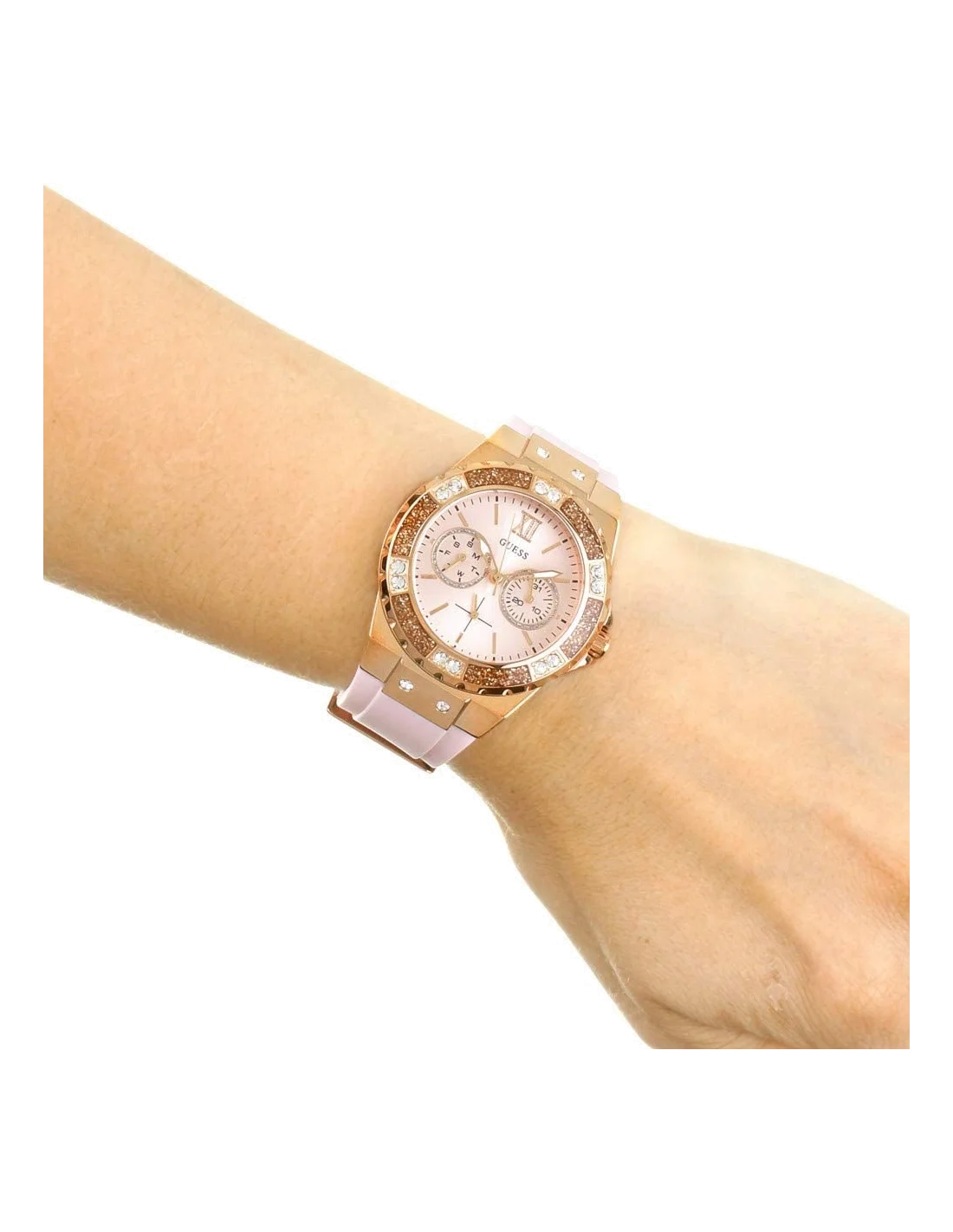 Montre Femme Guess W1053L3 Cadran Fuchsia Bracelet Silicone Rose vue 3