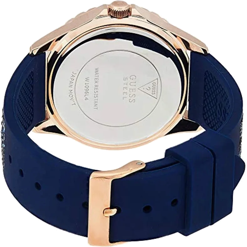 Montre Guess W1096L4 pour Femme - Boîtier Silicone Or Rose & Bracelet Silicone Bleu vue 3