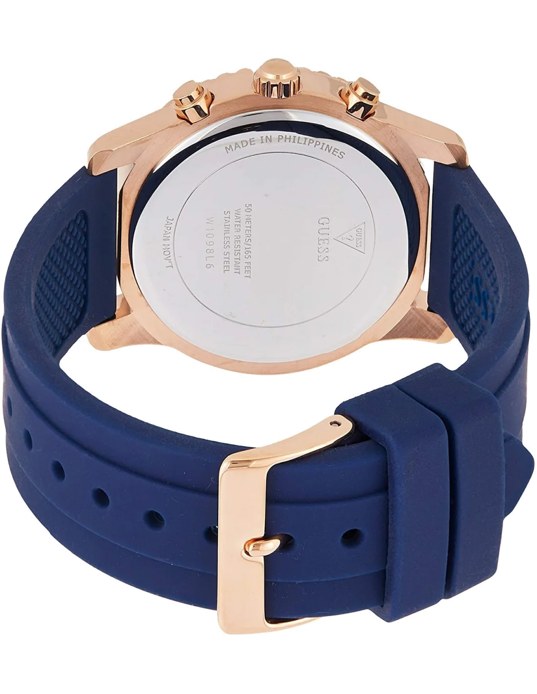 Montre Femme Guess W1098L6 Confetti - Cadran Bleu, Boîtier Silicone Or Rose, Bracelet Silicone vue 2
