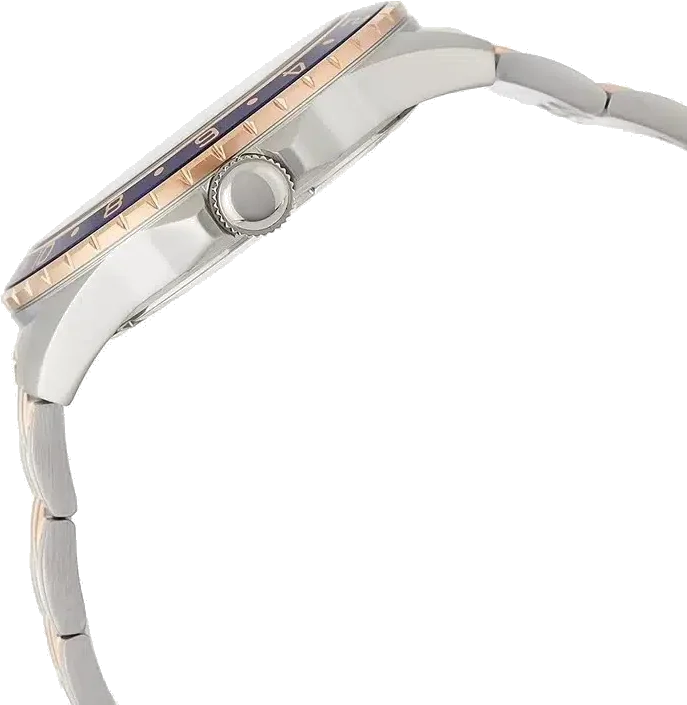 Montre Guess Odyssey W1107G3 pour Homme - Cadran bleu, bracelet acier bicolore or rose et argent vue 2