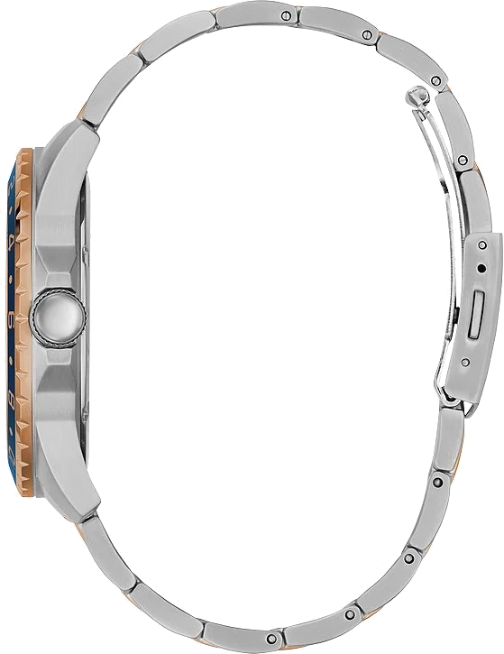 Montre Guess Odyssey W1107G3 pour Homme - Cadran bleu, bracelet acier bicolore or rose et argent vue 3