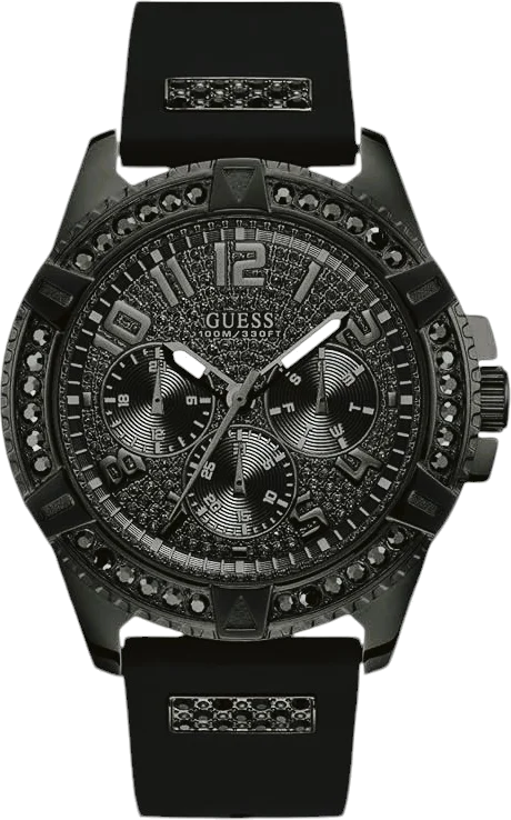 Montre Homme Guess Frontier W1132G3 - Boîtier et Cadran Noir, Bracelet Silicone