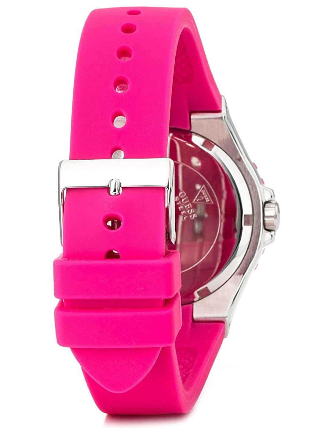 Montre Femme Guess Overdrive W90084L2 - Cadran Blanc, Bracelet Fuschia en Résine vue 2