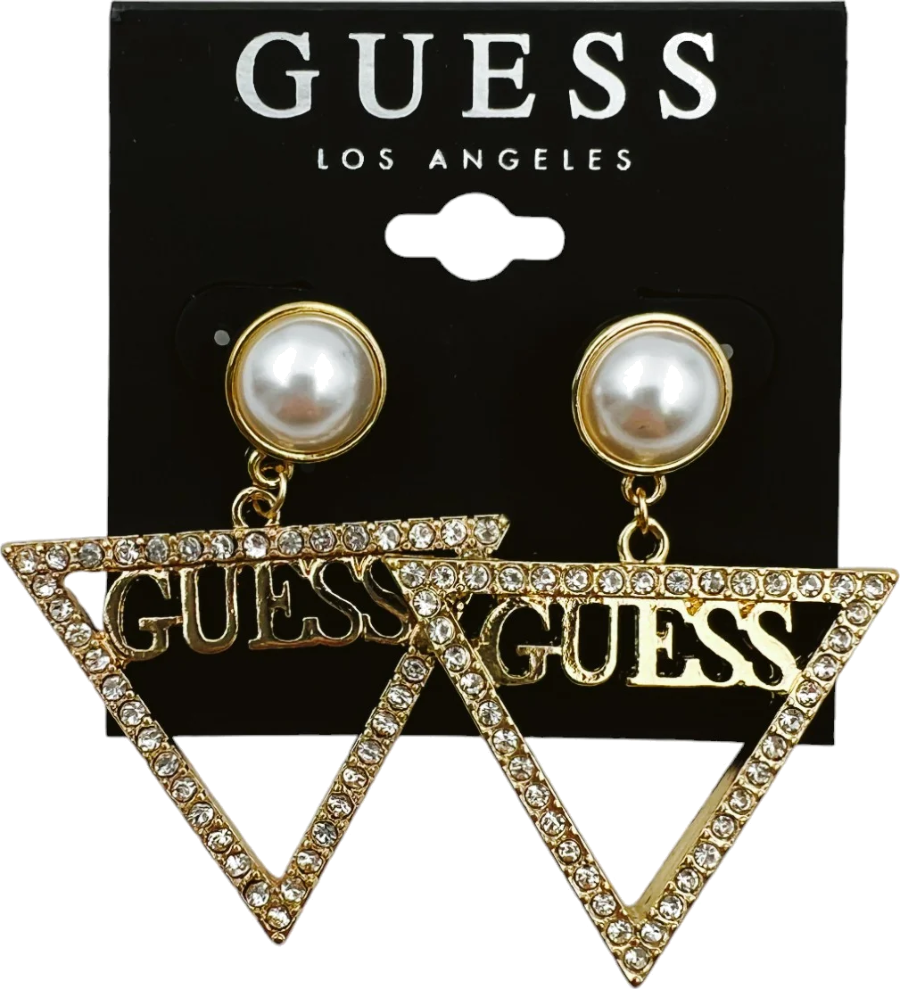 Boucles d'oreilles Guess triangle plaqué or avec zirconium - Réf. 109790