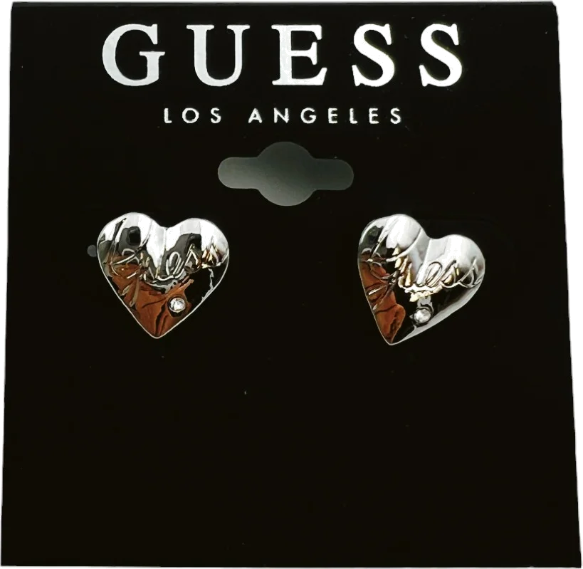 Boucles d'oreilles Guess coeur argent serti zirconium - Réf. 109792