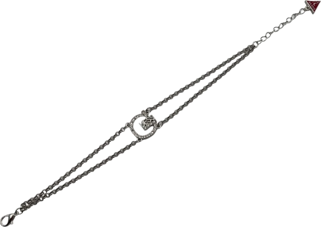 Bracelet Guess 109801 en métal argenté pour femme, ajustable avec logo G sertie de cristaux
