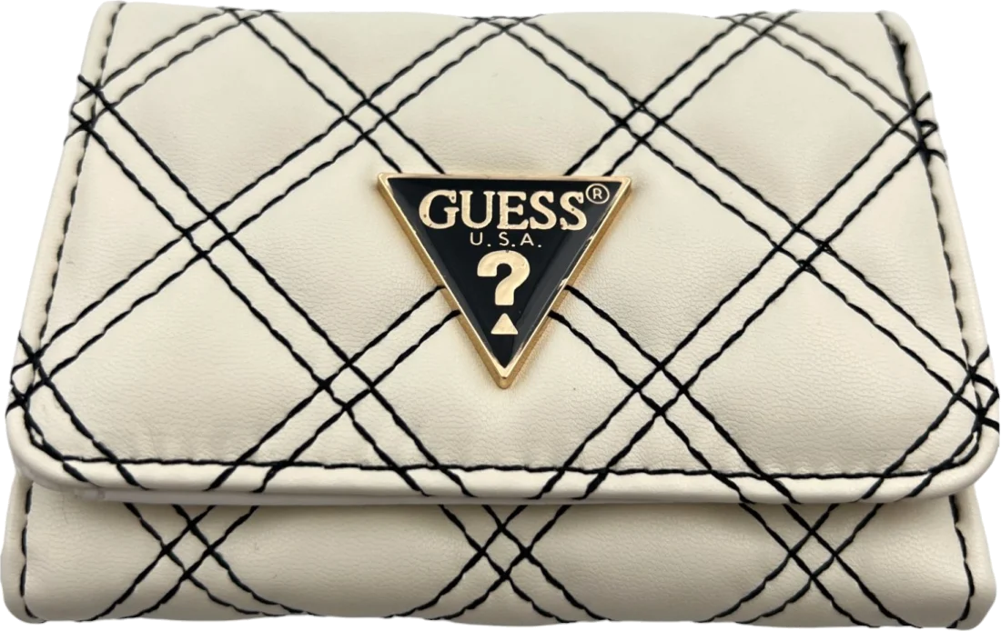 Portefeuille Guess Blanc Simili Cuir Logo Triangle - Réf. 109831 - Pour Femme