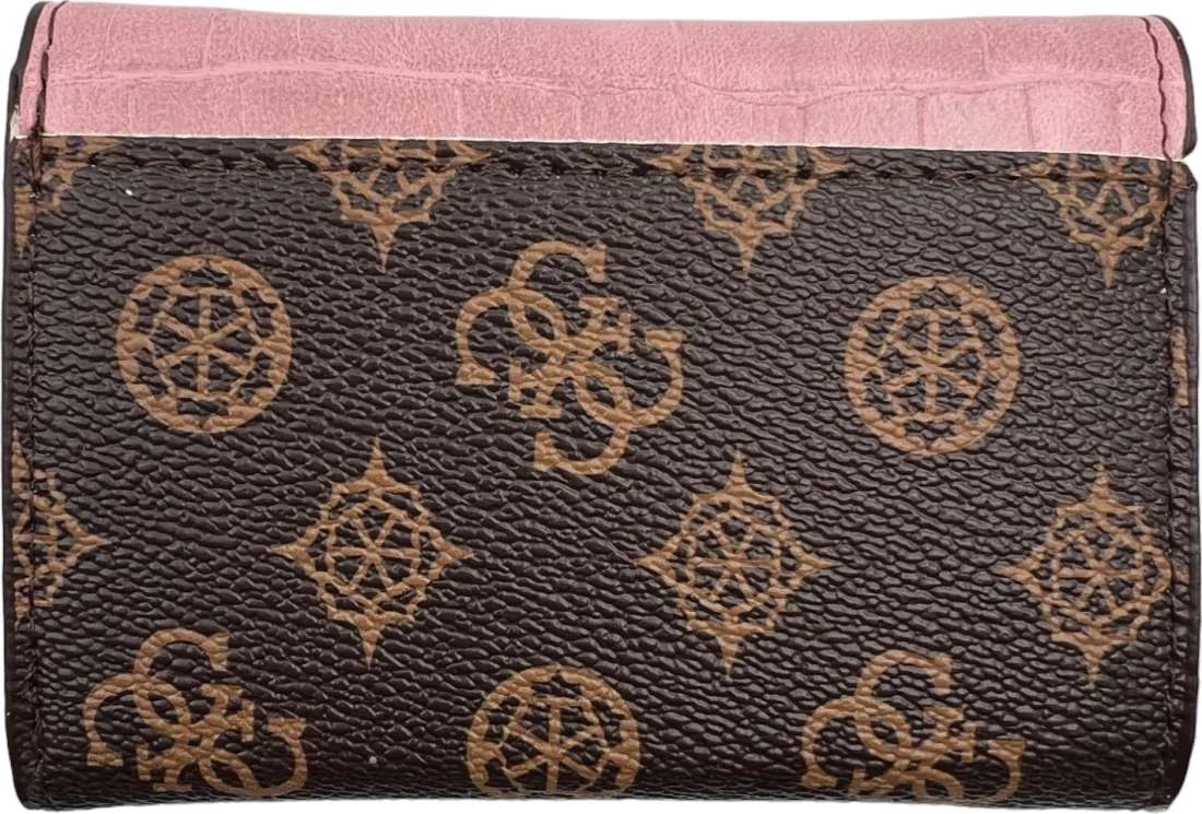 Portefeuille Guess pour femme - Réf. 109834 - Rose et marron à logo triangle en simili cuir vue 2