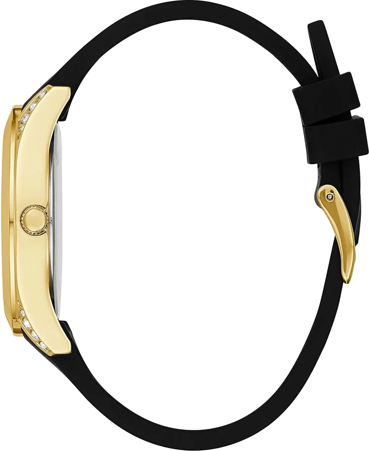 Montre Guess Clarity GW0109L1 pour Femme - Cadran doré, bracelet silicone noir vue 3