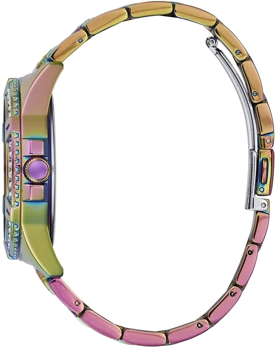 Montre Guess Lady Frontier GW0044L1 pour femme, cadran multicolore et bracelet violet acier vue 2