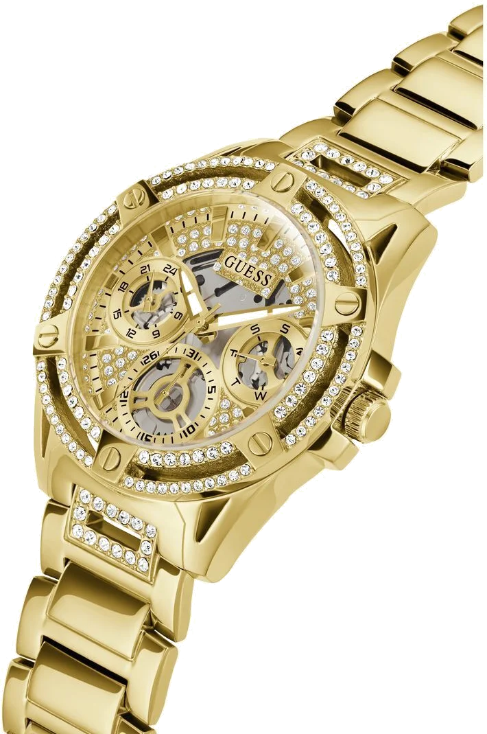 Montre Femme Guess Queen GW0464L2 en acier doré avec cadran à cristaux vue 2
