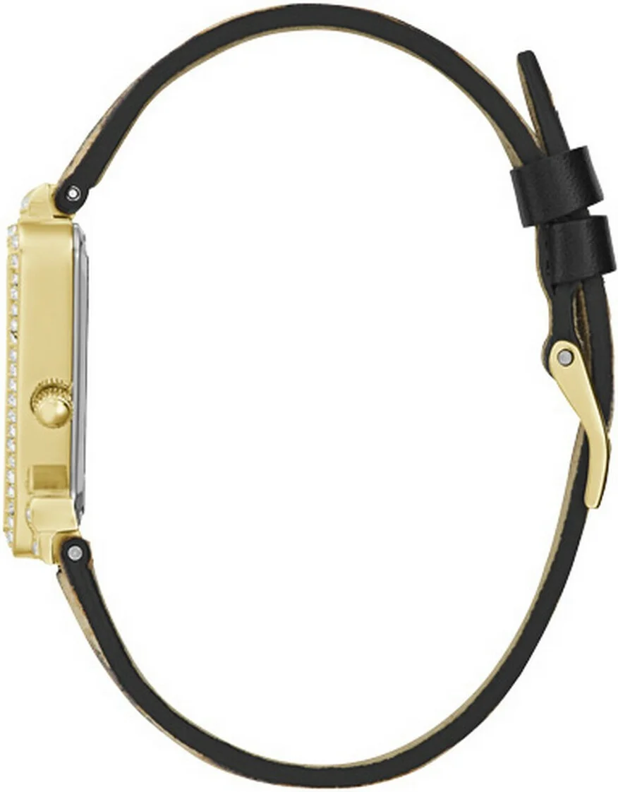Montre Guess Fame GW0504L3 pour Femme - Boîtier doré triangle avec strass et bracelet cuir léopard vue 3