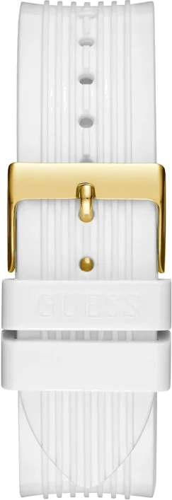 Montre Femme Guess Athena GW0409L2 bracelet blanc en silicone boitier doré vue 4